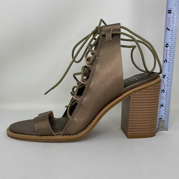 Free People Heels Women's 11 Bronze Gold Lace Up Open Toe Gladiator Pumps - Picture 17 of 17